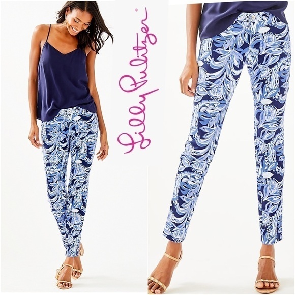 Lily Pulitzer Kelly Skinny Ankle Pant Size 0 Blue - Picture 1 of 6